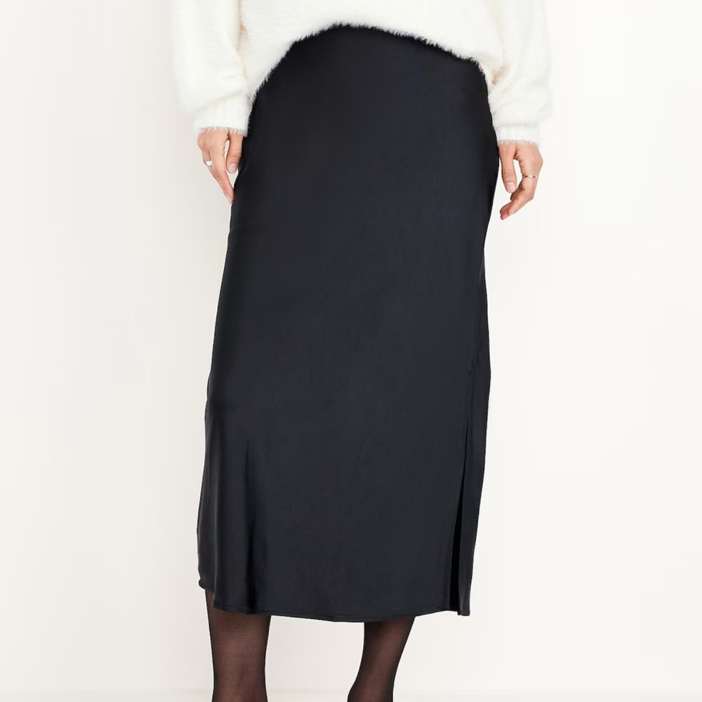 Black Satin Slip Skirt
